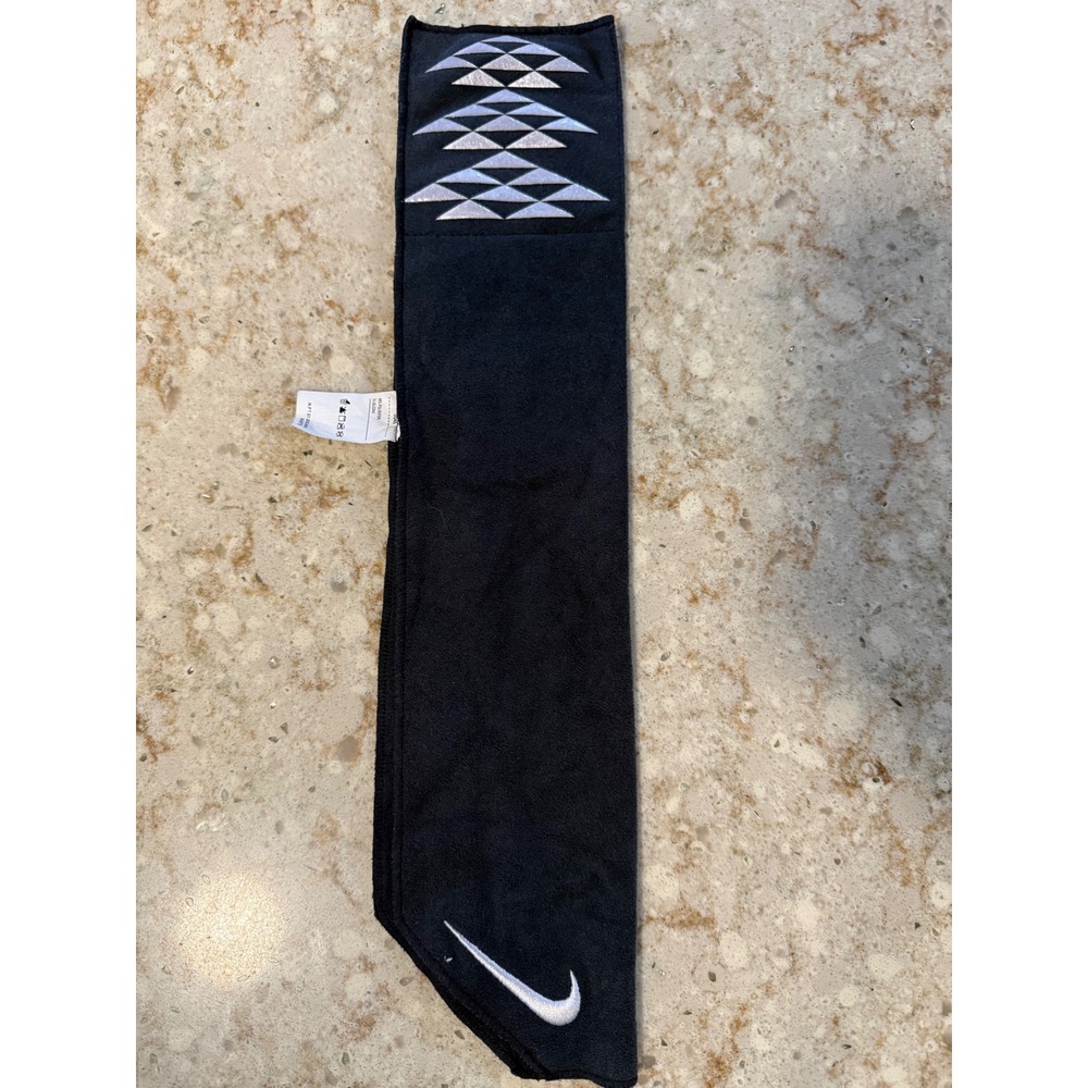 Nike Black Fleece Neck Warmer Wrap Silver Geometric Swoosh
